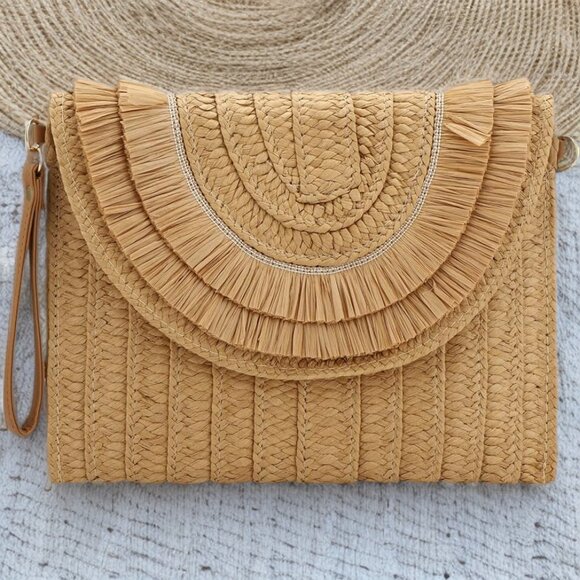 Straw Beach Purse Summer Clutch Crossbody Handbag Shoulder Bag Travel Wallet - Picture 1 of 8